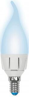 Лампа светодиодная свеча на ветру Uniel LED-CW37 7W/NW/E14/FR PLP01WH E14 7W 4000K