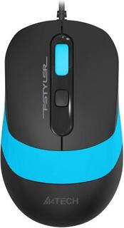 Мышь A4Tech Fstyler FM10S черный/голубой оптическая (1600dpi) silent USB (4but)
