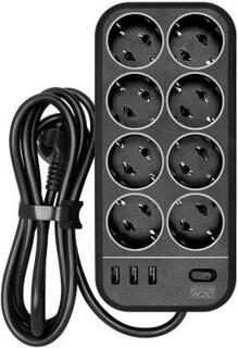 Сетевой фильтр Powercom SP-08 USB03AB 1.8 м 8 розеток 3xUSB