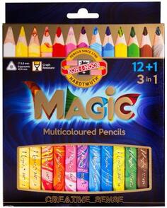 Карандаши с многоцветным грифелем KOH-I-NOOR, набор 13 шт., Magic, трехгранные, грифель 5,6 мм, европодвес, 3408013001KS