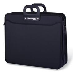 Портфель пластиковый BRAUBERG портфолио, А3, 470х380х130 мм, 3 отделения, на молнии, черный, 223081
