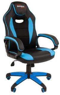Кресло компьютерное BRABIX Blaze GM-162, TW/экокожа, черное/голубое, 532578, 7083506