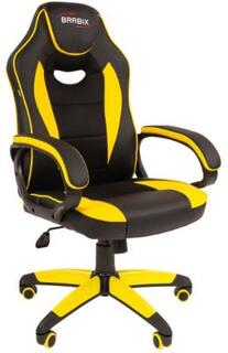 Кресло компьютерное BRABIX Blaze GM-162, TW/экокожа, черное/желтое, 532579, 7083507