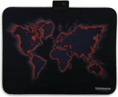 Коврик для мыши игровой с подсветкой SONNEN LIGHTING, резина+ткань, 350х270х4 мм, чёрный, 513316