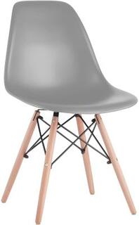 Стулья BRABIX Eames CF-010, КОМПЛЕКТ 4 шт., пластик серый, опоры дерево/металл, 532632, 2033A