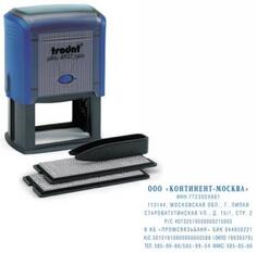 Штамп самонаборный, 8-строчный, оттиск 60х40 мм, синий, без рамки, TRODAT 4927/DB, корпус синий, кассы в комплекте, 4957