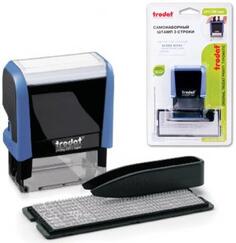 Штамп самонаборный 3-строчный, оттиск 38х14 мм, синий, без рамки, TRODAT 4911P4/DB (Австрия), корпус синий, касса в комплекте, 4911/DB