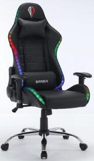 Кресло компьютерное BRABIX Lumen GM-150 RGB, подсветка, две подушки, экокожа, черное, 532801