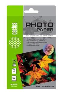 Фотобумага Cactus CS-MA6190100 матовая 10x15 190 г/м2 100 листов