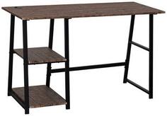 Стол на металлокаркасе BRABIX LOFT CD-006, 1200х500х730 мм, 2 полки, цвет морёный дуб, 641224