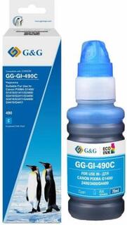 Чернила G&amp;G GG-GI-490C GI-490 голубой 70мл для Canon Pixma G1400/G2400/G3400/G4400