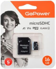 Карта памяти microSDHC 16 ГбGb GoPower 00-00025674 00-00025674