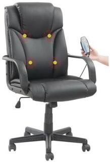Кресло офисное BRABIX Relax MS-001, 4 массажных модуля, экокожа, черное, 532519