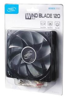 Вентилятор Deepcool WIND BLADE 120 120x120x25 3pin 27dB 1300rpm 119g голубой LED DP-FLED-WB120
