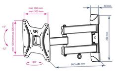 Кронштейн Kromax DIX-22 черный 15-48 настенный до 35кг