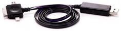 Кабель microUSB Lightning Apple 30-pin 1м Gmini GM-MEL400FLPB плоский черный