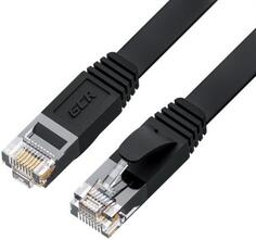 GCR Патч-корд PROF плоский прямой 20.0m, UTP медь кат.6, черный, 30 AWG, ethernet high speed 10 Гбит/с, RJ45, T568B, GCR-52865 Green Connection