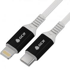 GCR Кабель PREMIUM 1.5m TypeC/Lightning MFI POWER DELIVERY 18 W, быстрая зарядка, белый силикон, AL case черный, белый ПВХ, GCR-53466 Green Connection