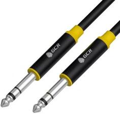 GCR Кабель 5.0m аудио STEREO jack 6,35mm/jack 6,35mm черный, AL case черный, желтая окантовка, M/M, GCR-53426 Green Connection