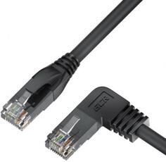 GCR Патч-корд прямой 2.0m UTP кат.5e, черный, левый угол, литой, ethernet high speed, RJ45, T568B, GCR-53151 Green Connection