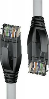 Патч-корд прямой 10.0m UTP кат.5e, серый, черные коннекторы, 24 AWG, литой, ethernet high speed 1 Гбит/с, RJ45, T568B Green Connection