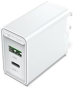 Зарядное устройство Vention Wall Charger USB-C USB 3 А белый