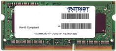 Оперативная память для ноутбука 4Gb (1x4Gb) PC3-12800 1600MHz DDR3 SO-DIMM CL11 Patriot PSD34G160081S Патриот