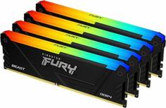 Оперативная память для компьютера 128Gb (4x32Gb) PC4-25600 3200MHz DDR4 DIMM CL16 Kingston Fury Beast Black RGB KF432C16BB2AK4/128