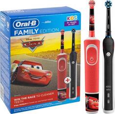 Набор электрических зубных щеток Oral-B Family Edition Pro 1 700+Kids Cars черный/красный Braun
