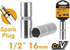Головка свечная 1/2 16 мм INGCO HSPS12161 INDUSTRIAL