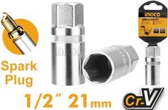 Головка свечная 1/2 21 мм INGCO HSPS12211 INDUSTRIAL