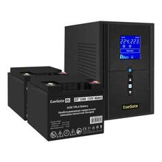 Комплект ИБП EX295987RUS + батарея 40Aч EX282976RUS 2шт (инвертор, синус, для котла) ExeGate SineTower SZ-1000.LCD.AVR.2SH.1C13.USB &lt;1000VA/800W, ч