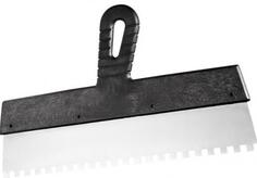Шпатель из нержавеющей стали, 450 мм, зуб 8х8 мм, пластмассовая ручка// Сибртех