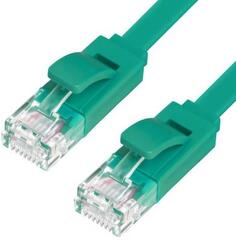 Greenconnect Патч-корд PROF плоский прямой 1.0m, UTP медь кат.6, зеленый, позолоченные контакты, 30 AWG, GCR-LNC625-1.0m, ethernet high speed 10 Гбит/