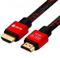 GCR Кабель 1.5m HDMI 2.0, BICOLOR нейлон, AL корпус красный, HDR 4:2:2, Ultra HD, 4K 60 fps 60Hz/5K*30Hz, 3D, AUDIO, 18.0 Гбит/с, 28AWG. GCR-52162 Green Connection