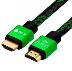 GCR Кабель 1.5m HDMI 2.0, BICOLOR нейлон, AL корпус зеленый, HDR 4:2:2, Ultra HD, 4K 60 fps 60Hz/5K*30Hz, 3D, AUDIO, 18.0 Гбит/с, 28AWG. GCR-52161 Green Connection