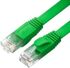 GCR Патч-корд PROF плоский прямой 5.0m, UTP медь кат.6, зеленый, 30 AWG, ethernet high speed 10 Гбит/с, RJ45, T568B, GCR-52843 Green Connection