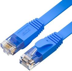 GCR Патч-корд PROF плоский прямой 2.0m, UTP медь кат.6, синий, 30 AWG, ethernet high speed 10 Гбит/с, RJ45, T568B Green Connection