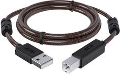 GCR Кабель PROF 1.5m USB 2.0, AM/BM, черно-прозрачный, ферритовые кольца, 28/24 AWG, экран, армированный, морозостойкий, GCR-52414 Green Connection