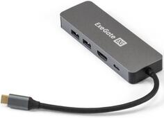 Док-станция USB Type-C Exegate DUB-21C/PD/HL 2 х USB 3.0 RJ-45 HDMI USB Type-C серый