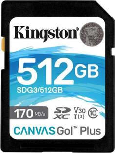 Флеш карта SDXC 512Gb Kingston SDXC, UHS-I Class U3 V30, чтение: 170Мб/с, запись: 90Мб/с &lt;SDG3/512GB&gt;