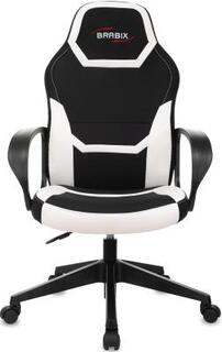 Кресло компьютерное BRABIX Alpha GM-018, ткань/экокожа, черное/белое, 532640, GM-018_532640