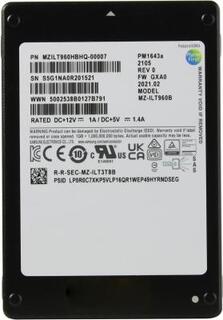 Твердотельный накопитель SSD 2.5 960 Gb Samsung PM1643a Read 2100Mb/s Write 1000Mb/s 3D NAND TLC MZILT960HBHQ-00007