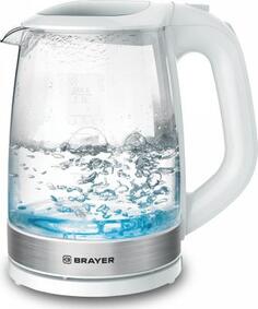 1040BR-WH Электрический чайник BRAYER Электрический чайник BRAYER, 2 л, стекл., белый.
