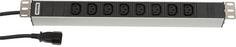 Hyperline SHT19-8IEC-2.5IEC Блок розеток для 19 шкафов, горизонтальный, 8 IEC 320, 10 A, шнур 2.5м