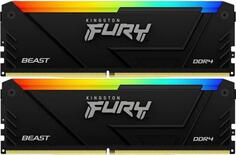 Оперативная память для компьютера 16Gb (2x8Gb) PC4-29800 3733MHz DDR4 DIMM CL19 Kingston Fury Beast RGB KF437C19BB2AK2/16