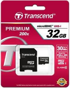 Карта памяти MicroSDHC 32Gb Class 10 Transcend TS32GUSDHC10 + адаптер SD