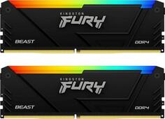 Оперативная память для компьютера 32Gb (2x16Gb) PC4-28800 3600MHz DDR4 DIMM CL18 Kingston Fury Beast RGB KF436C18BB2AK2/32