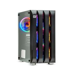 Корпус Minitower ExeGate Mistery R3-NPX450 (mATX, БП 450NPX с вент. 12 см, 2*USB+1*USB3.0, аудио, черный, 4 вент. 12см с RGB подсветкой, боковая панел