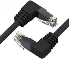 GCR Патч-корд прямой 1.0m UTP кат.5e, черный, верхний/нижний угол, литой, ethernet high speed, RJ45, T568B Green Connection